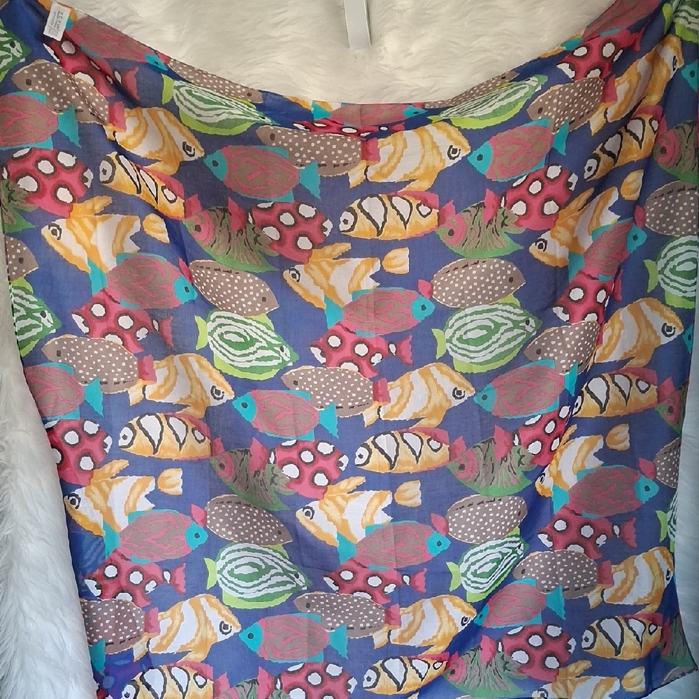 Echo Vibrant Fish Pattern Scarf - image 1
